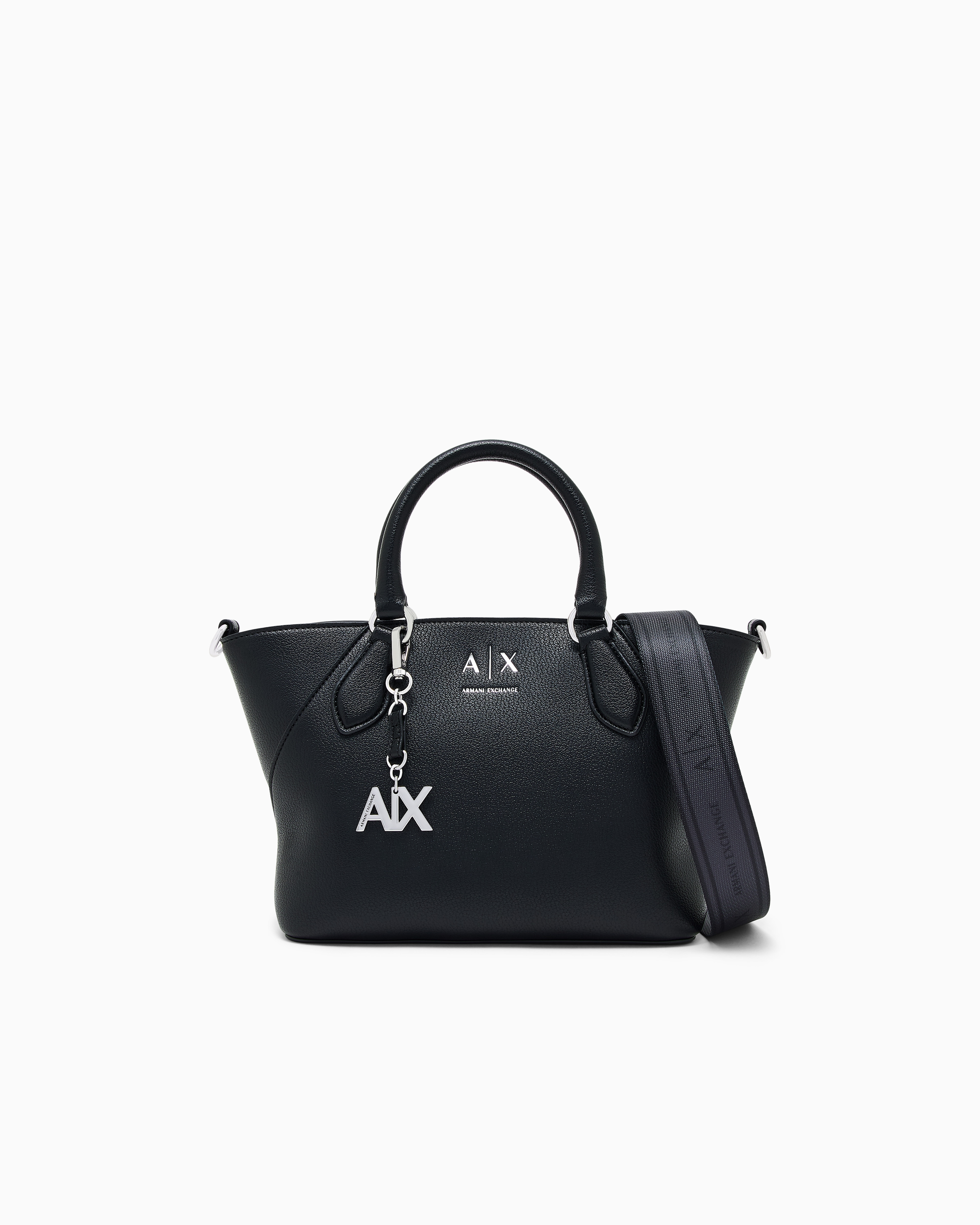 Armani Exchange Black Shopping Bag In Faux Leather