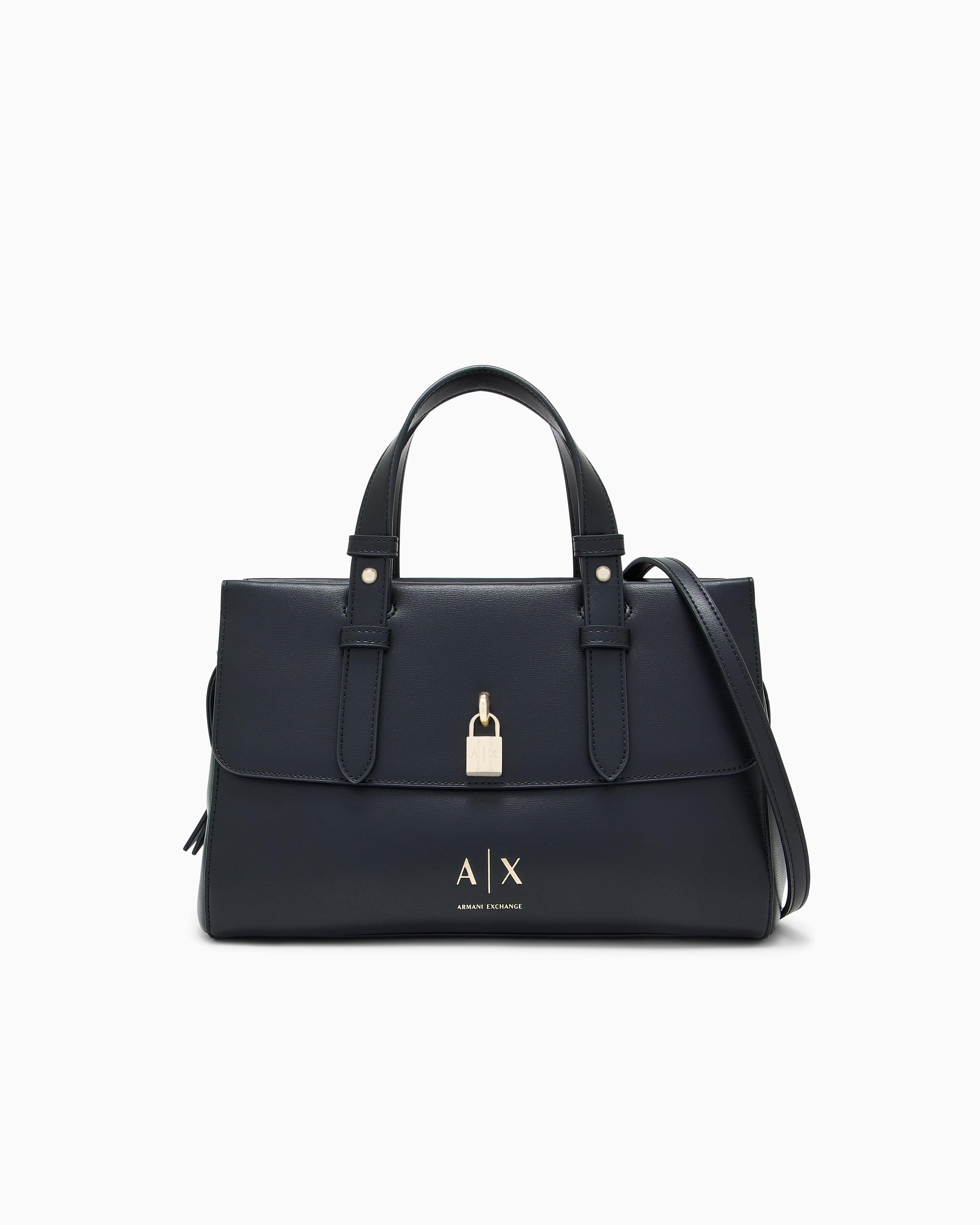 Armani Exchange Black Tote Shopping Bag With Coated Exterior