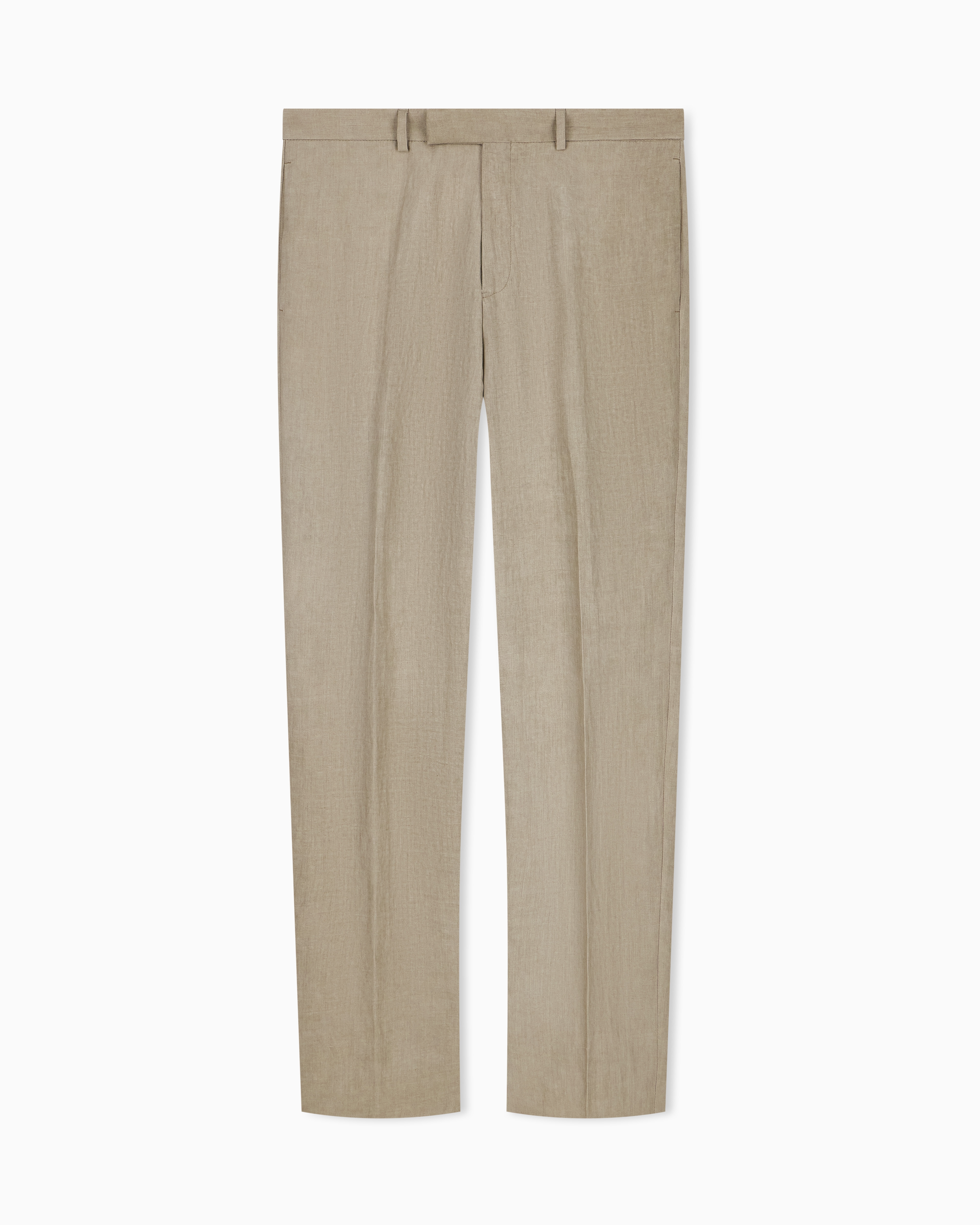Emporio Armani Beige Faded Effect Linen-Blend Crêpe Trousers