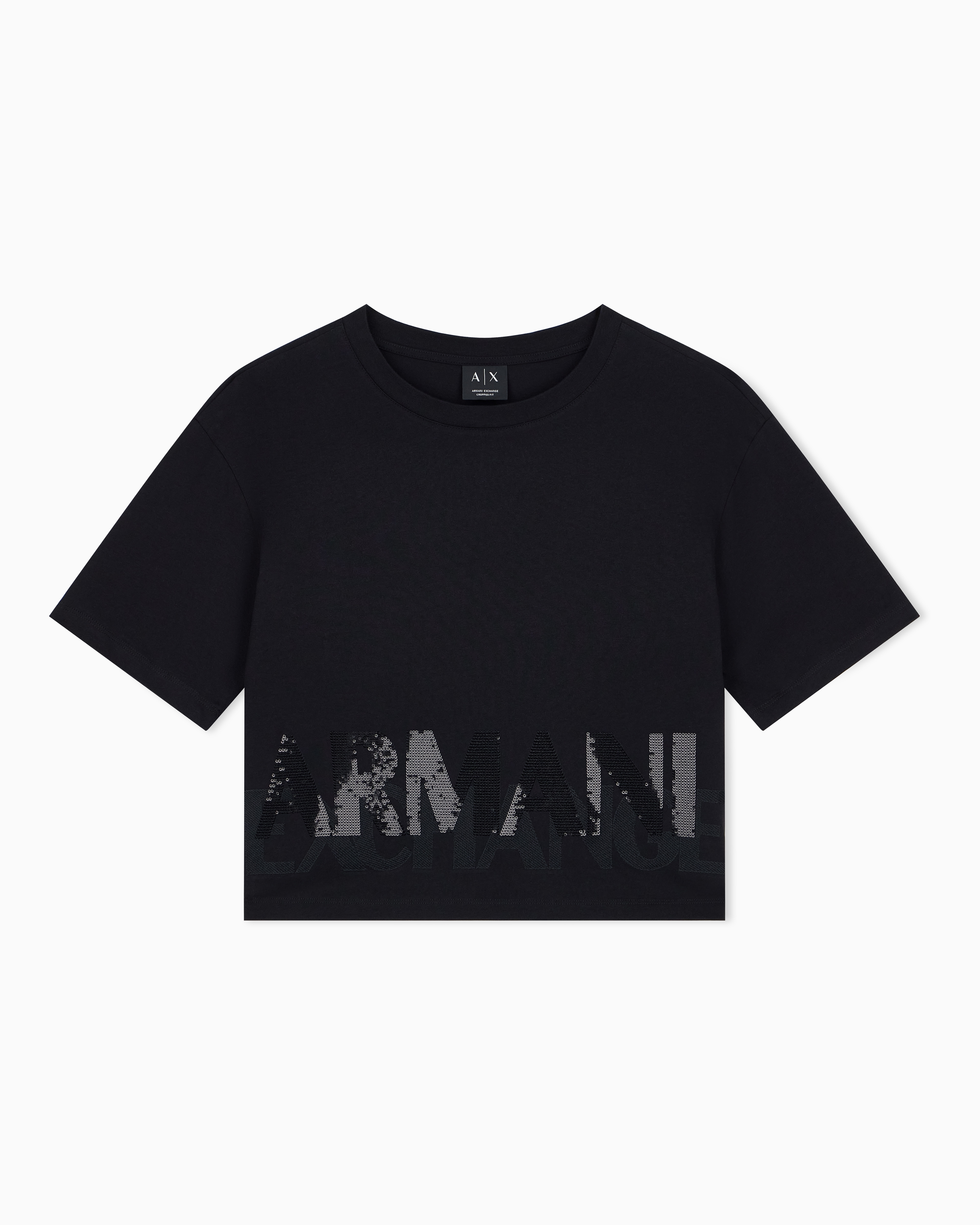 Armani Exchange Black Regular T-Shirt In Cotton Jersey