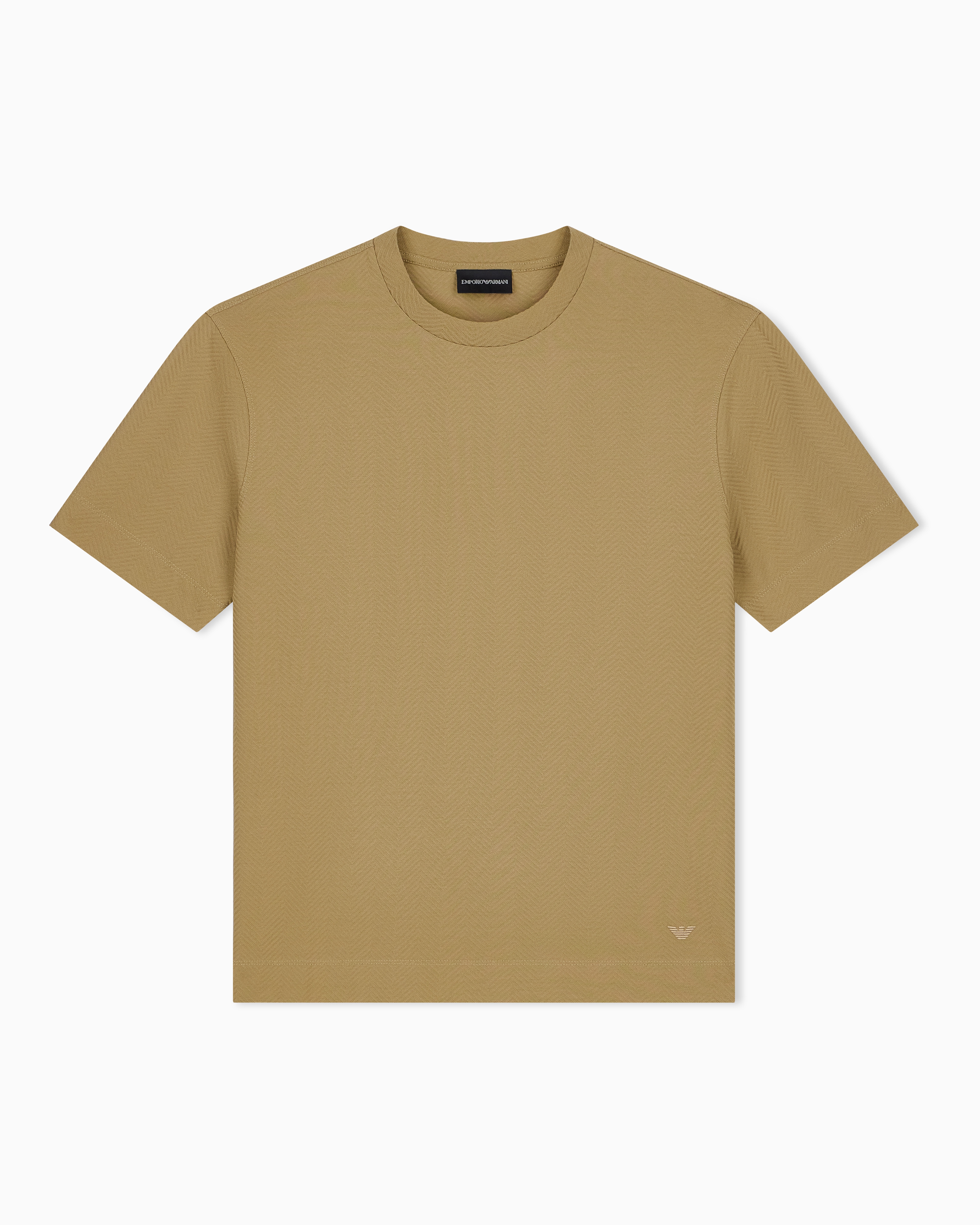 Emporio Armani Beige Jersey Jacquard T-Shirt