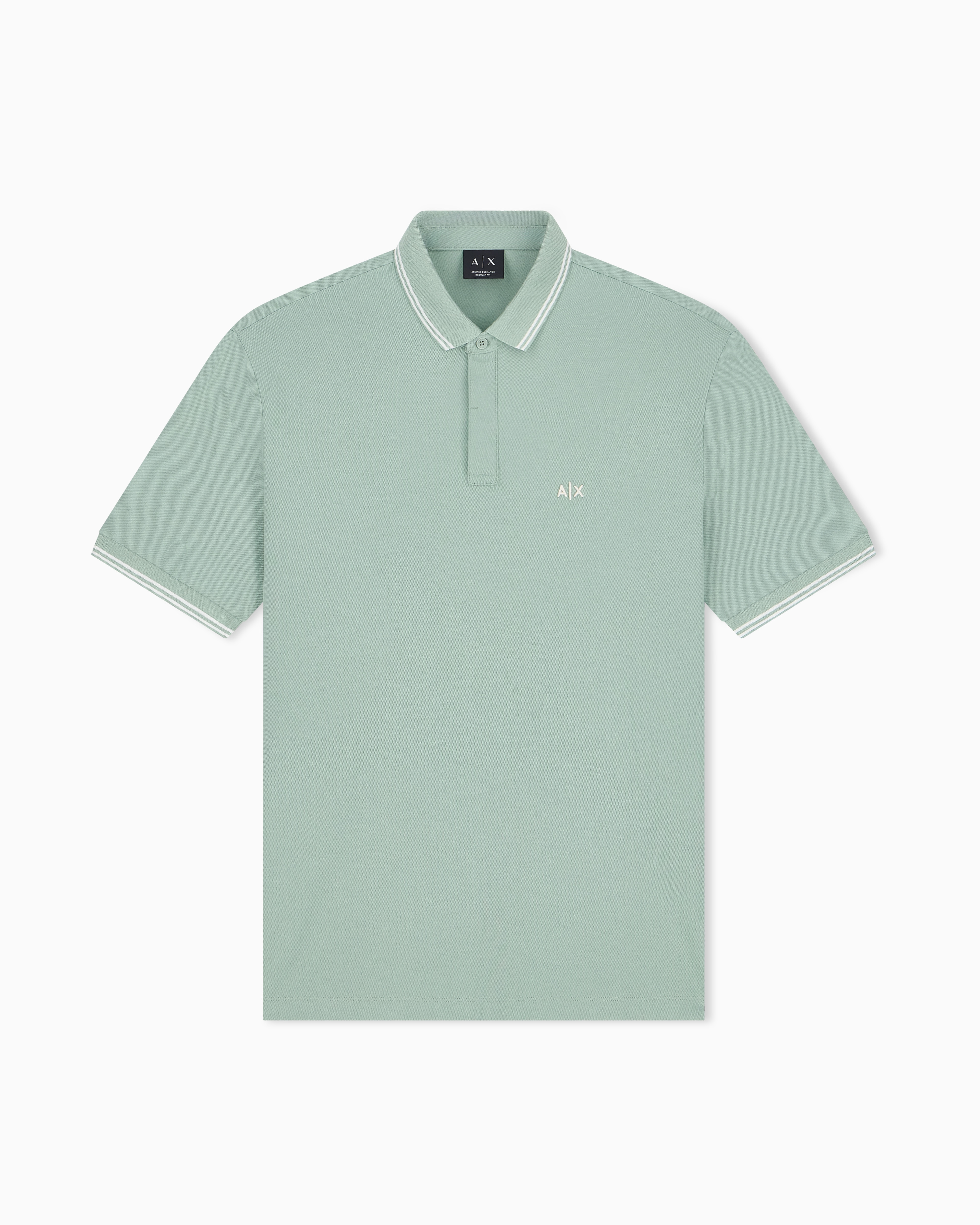 Armani Exchange Green Regular Fit Polo Shirt In Stretch Cotton Piquet