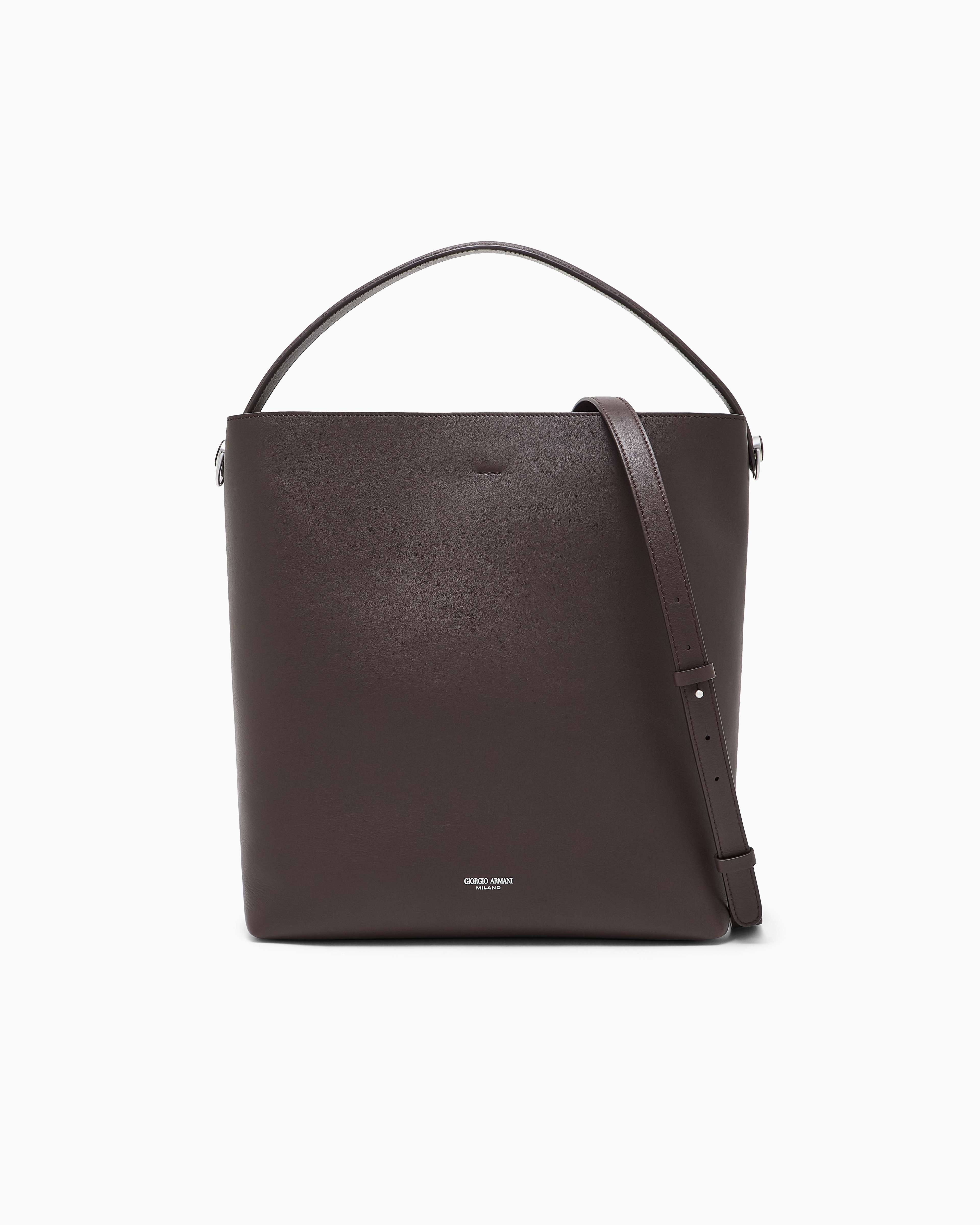 Giorgio Armani Brown Shoulder Bag In Leather With Split Leather Lining