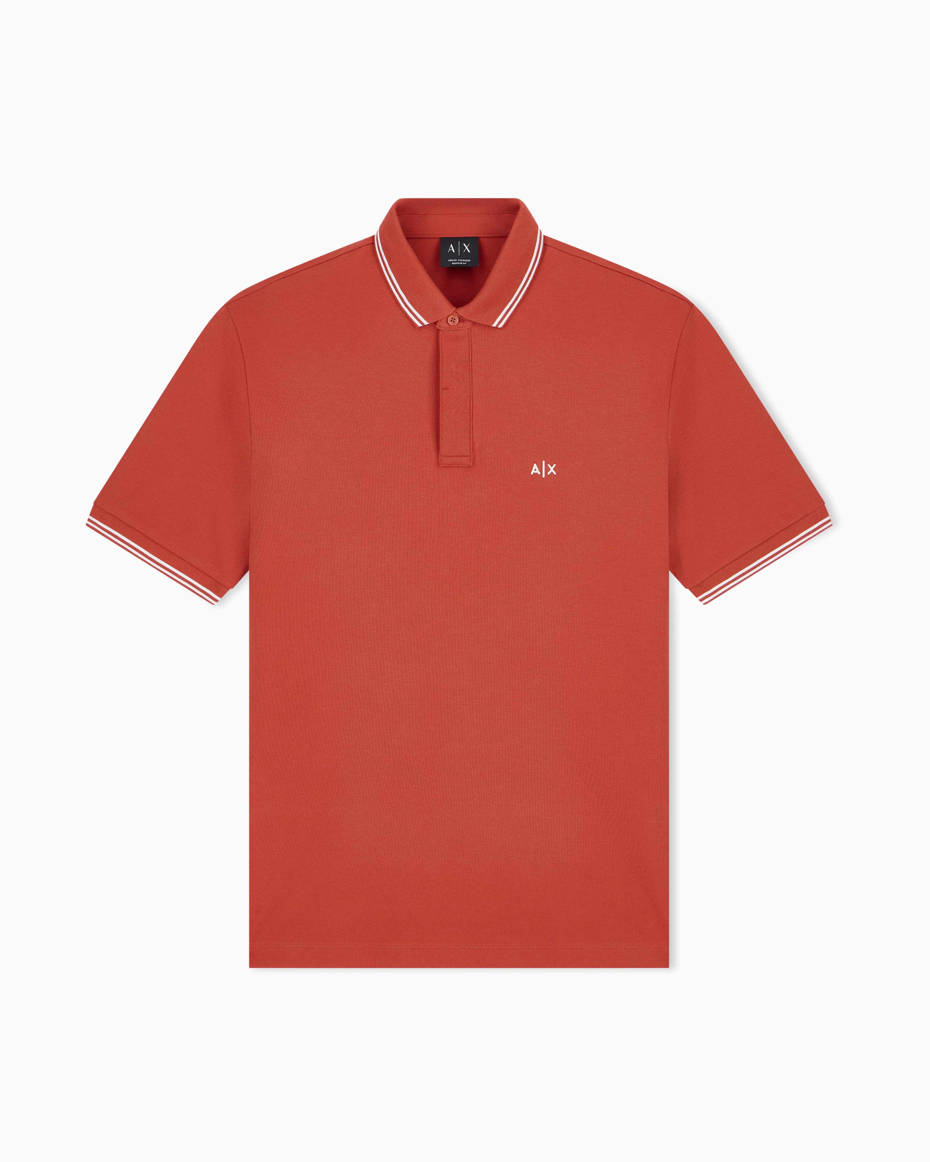 Armani Exchange Red Regular Fit Polo Shirt In Stretch Cotton Piquet
