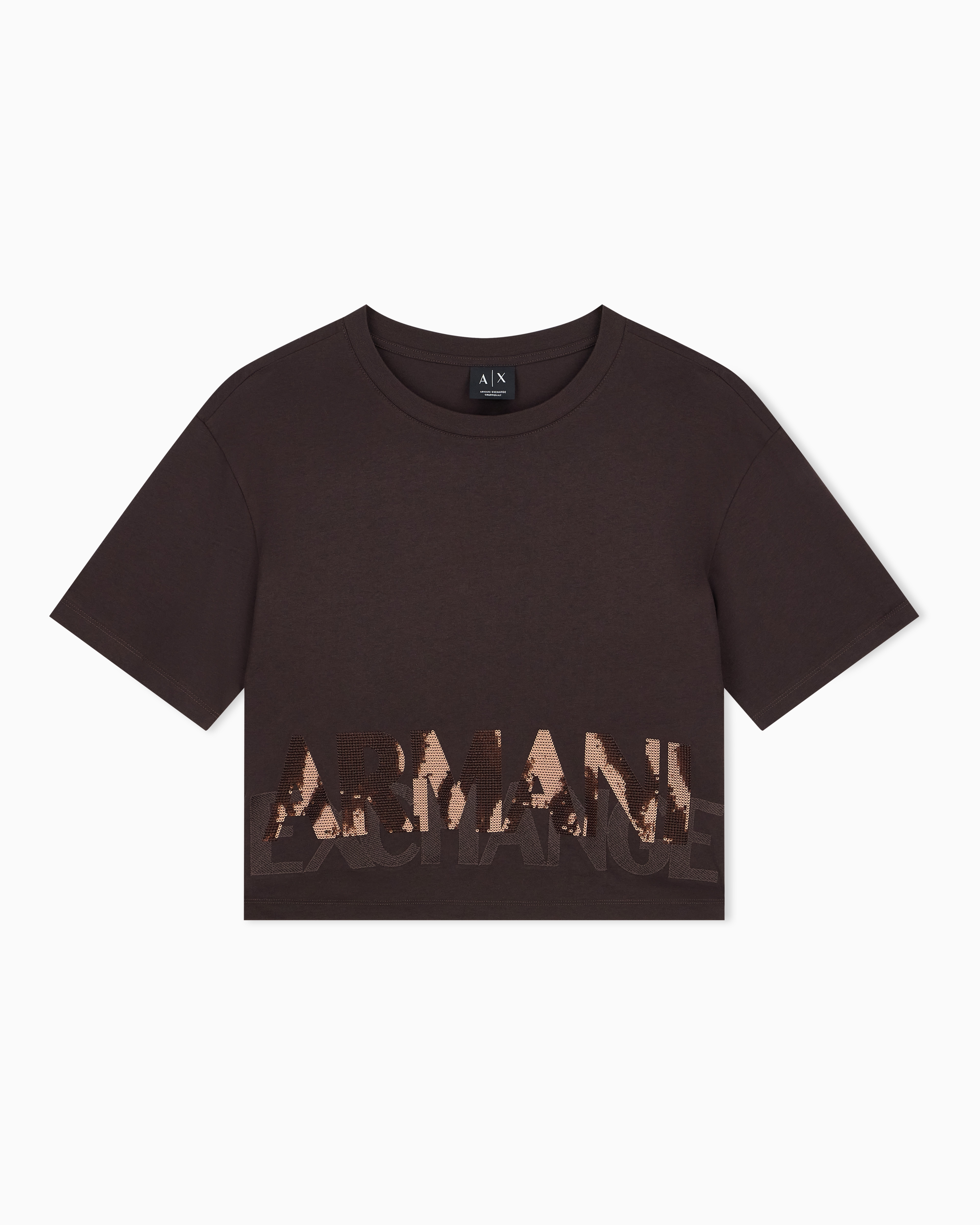 Armani Exchange Brown Regular T-Shirt In Cotton Jersey