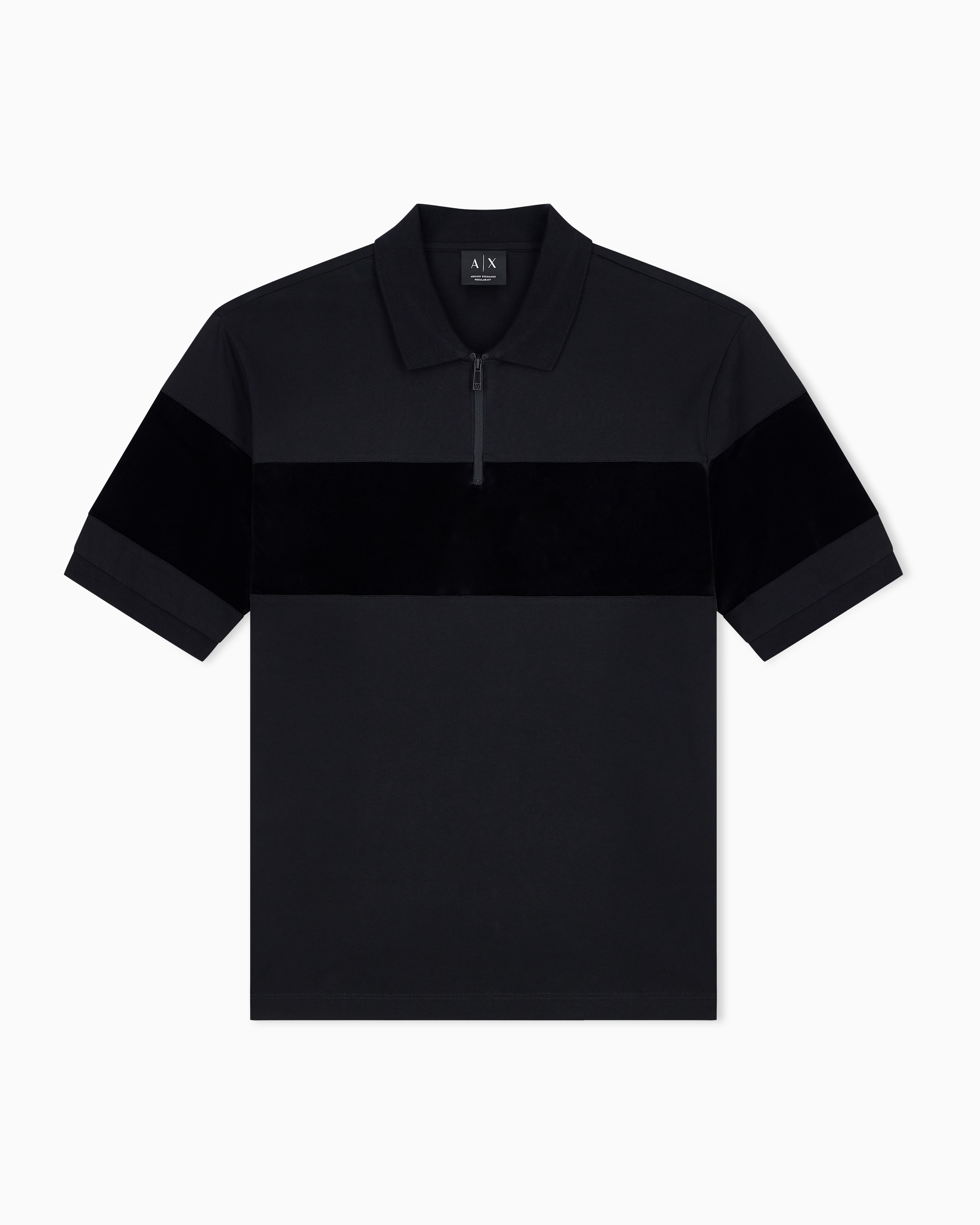 Armani Exchange Black Regular Fit Polo Shirt In Mercerized Cotton Jersey