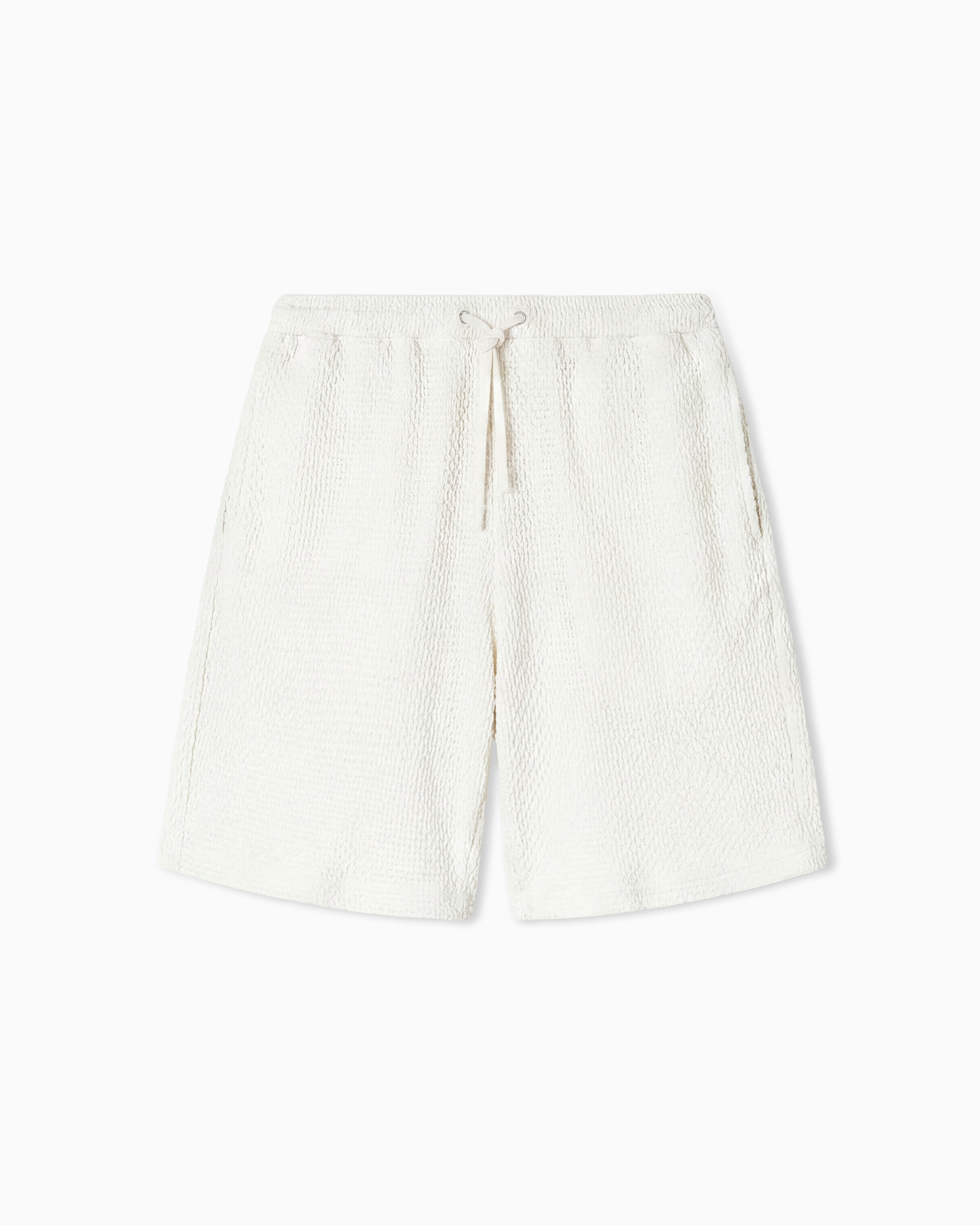 Emporio Armani Beige Bermuda Shorts In Embossed Two-Way Stretch Jersey