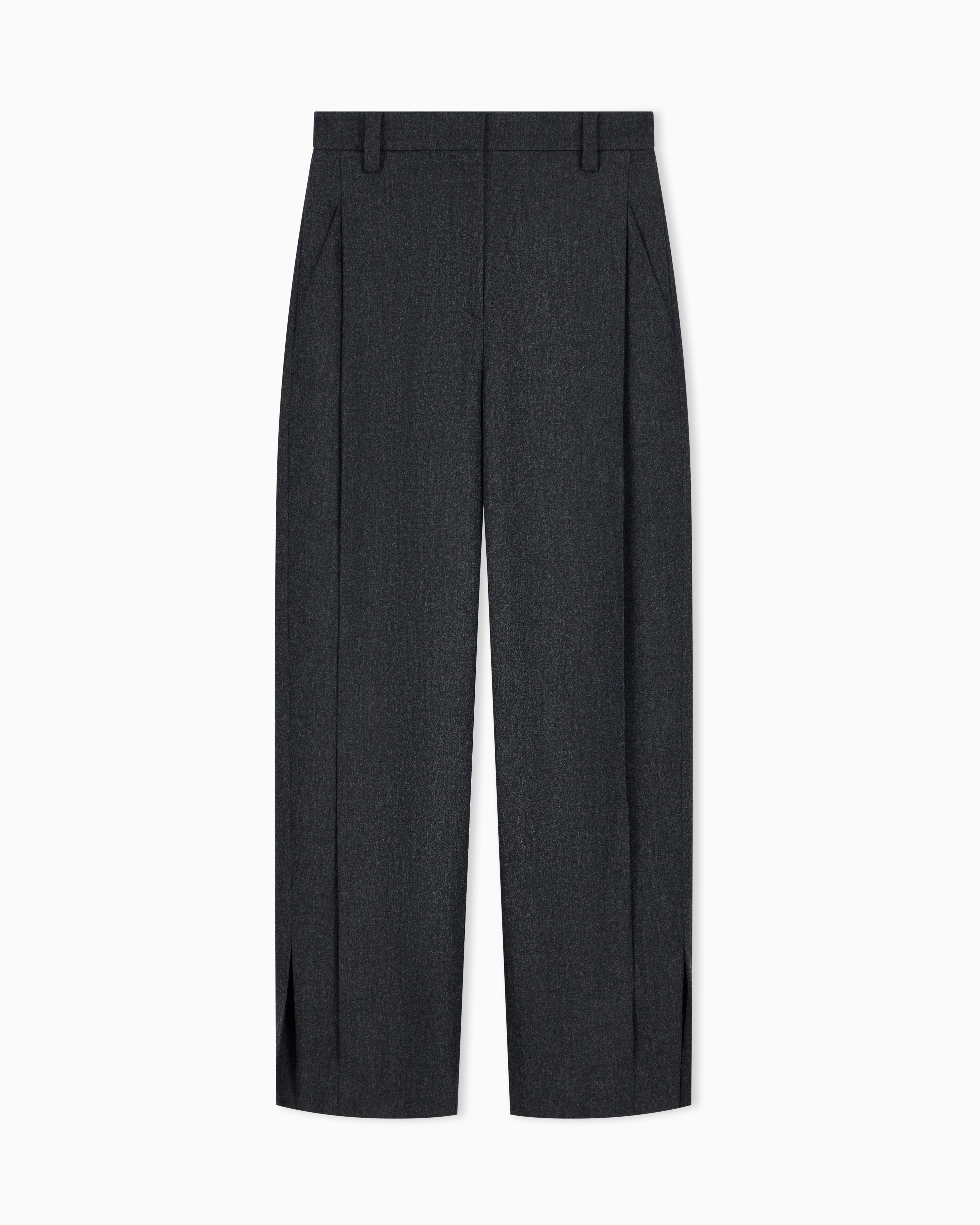 Giorgio Armani Grey Trousers In Wool Cashmere Flannel With Wide Side Pleats
