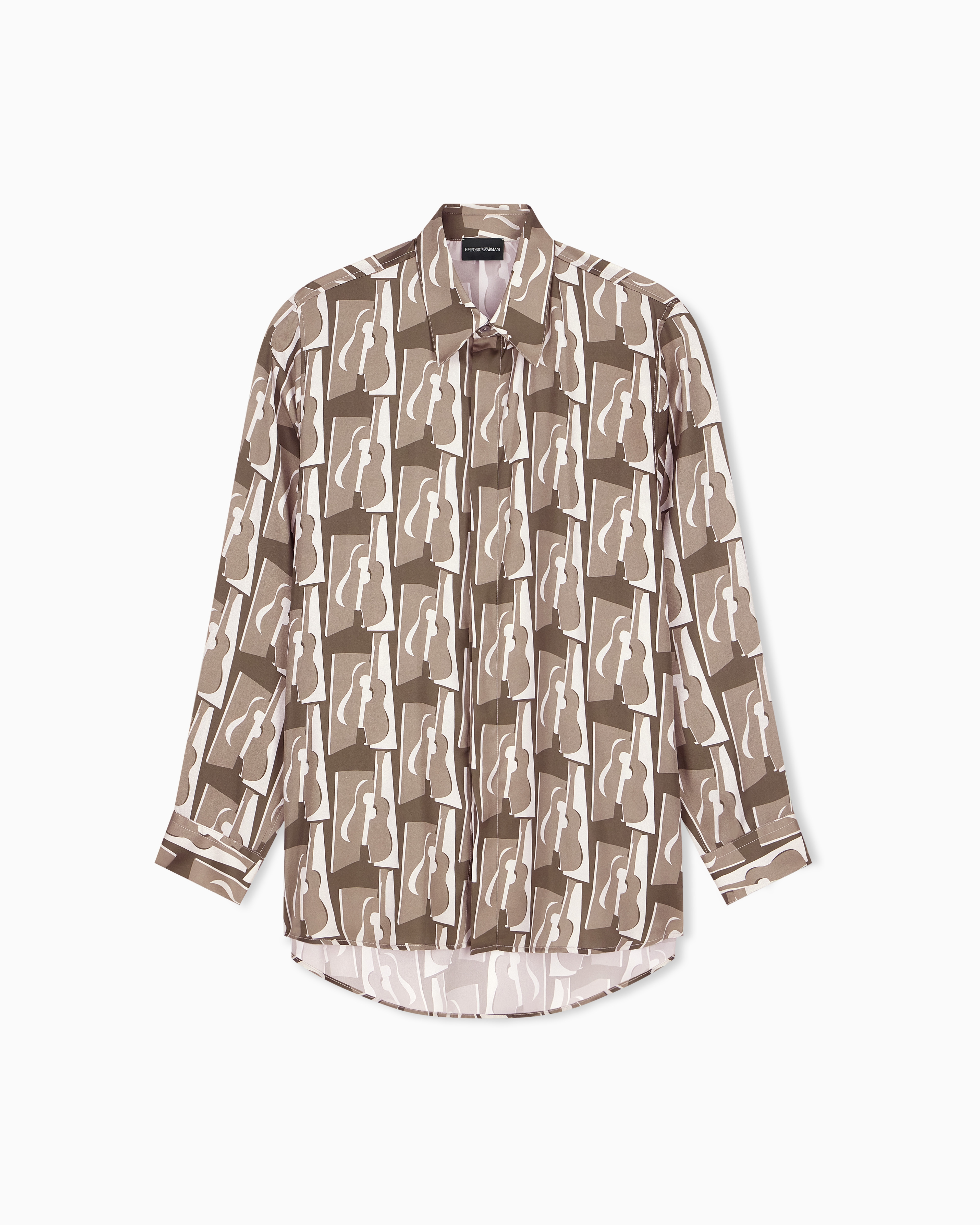 Emporio Armani Camicia A Maniche Lunghe Con Stampa Geometrica Astratta