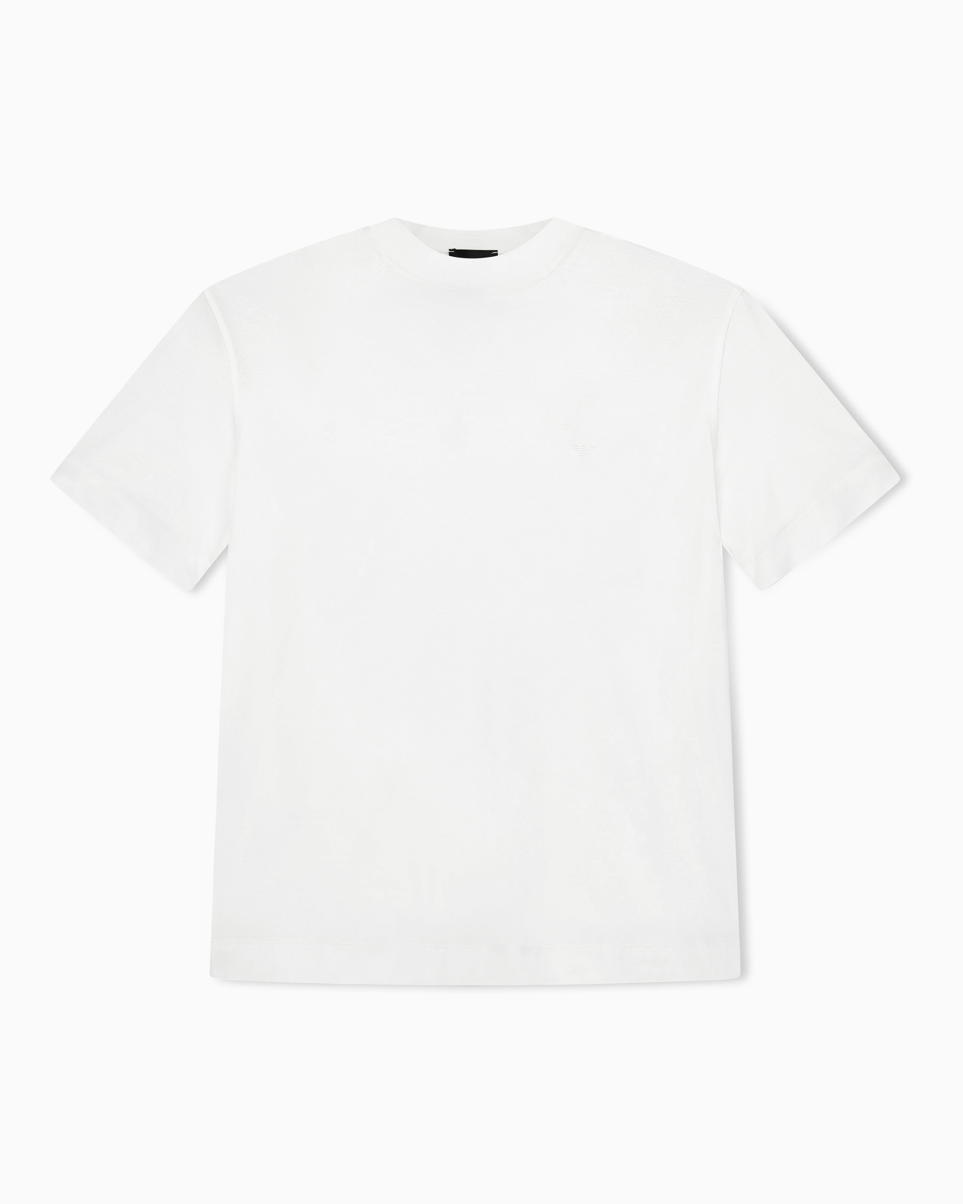 Emporio Armani White Jersey T-Shirt With Micro Eagle Embroidery