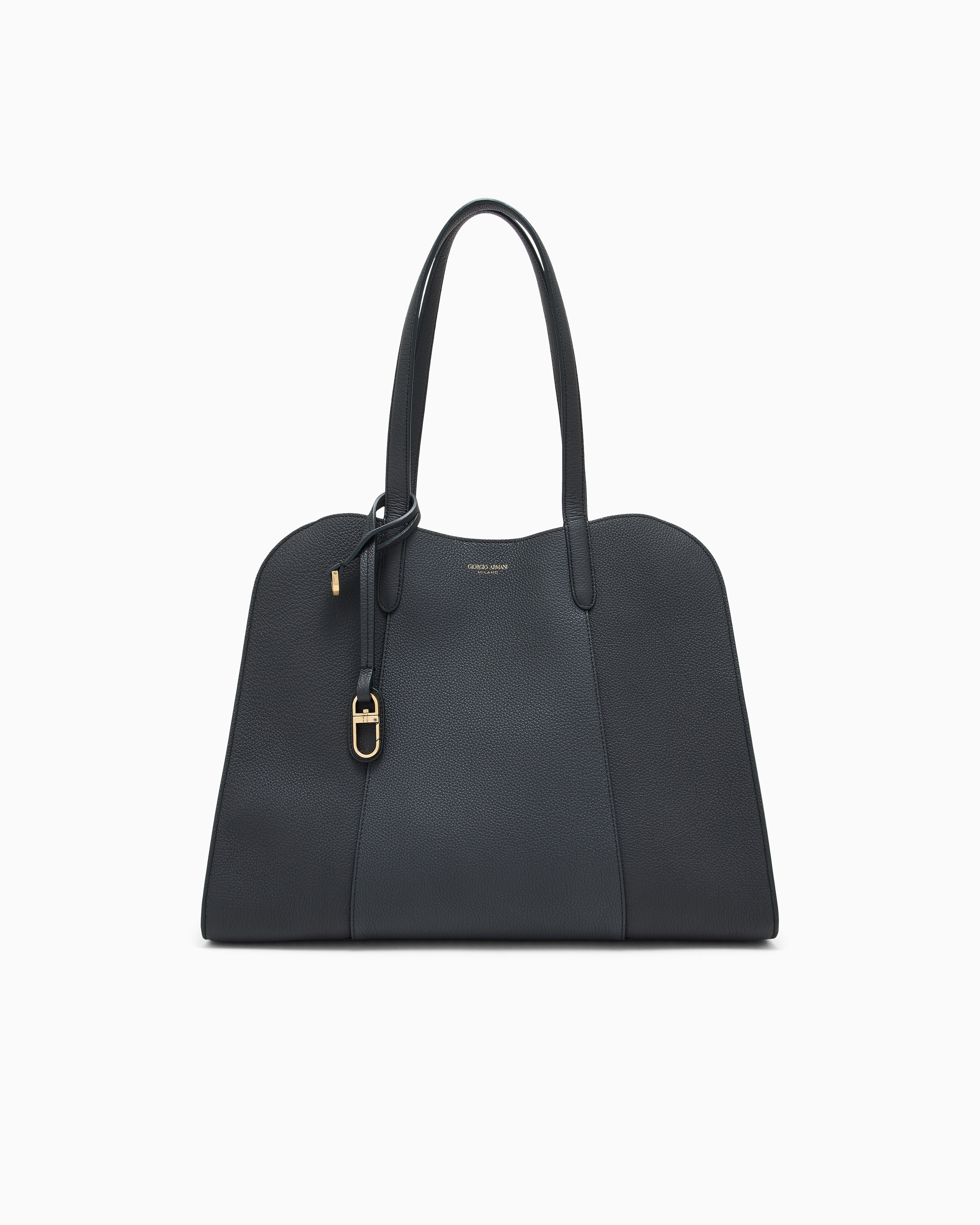 Giorgio Armani Grey Shoulder Bag In Grained Leather