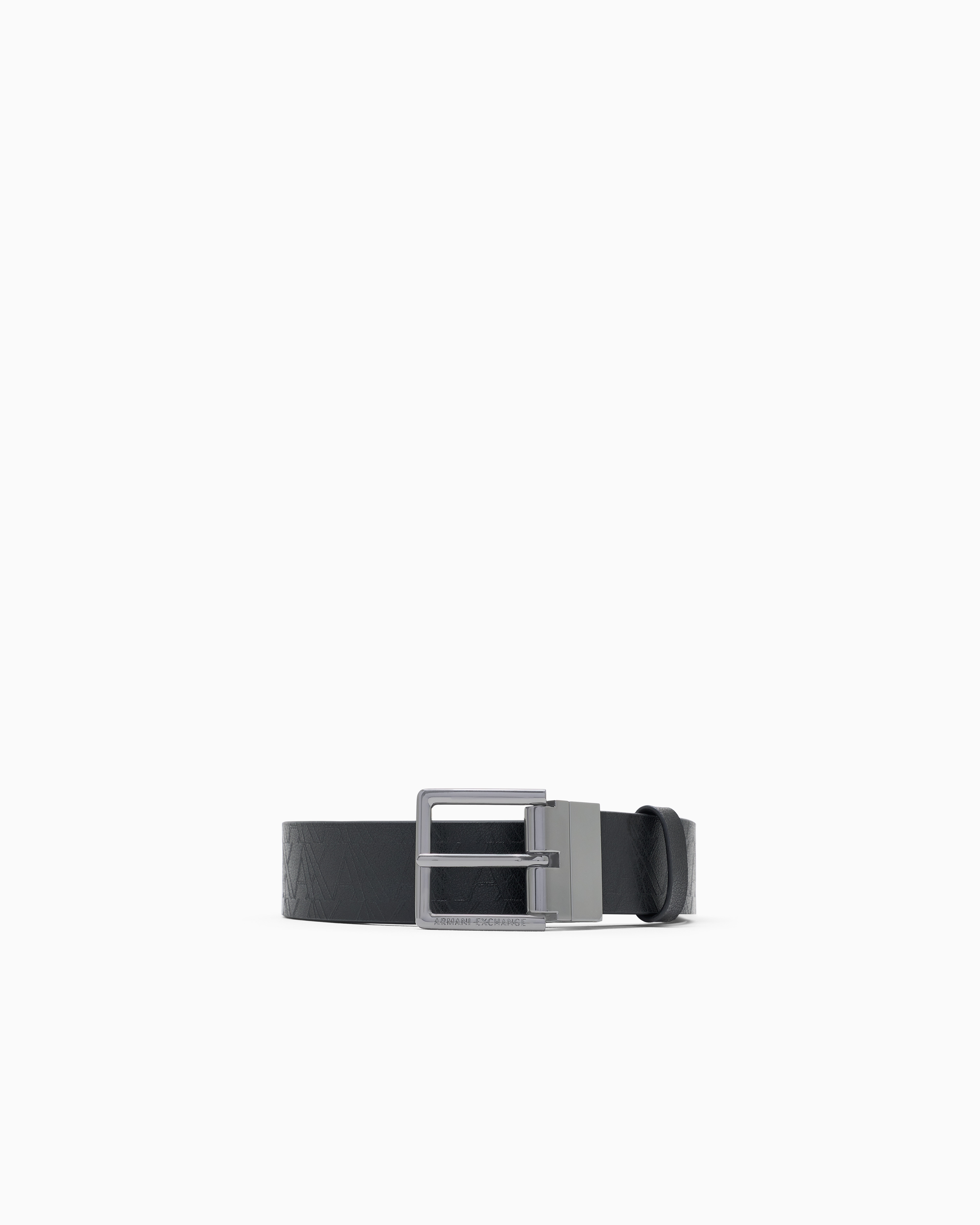 Armani Exchange Black Tongue Belt Adjustable And Reversible In Leather