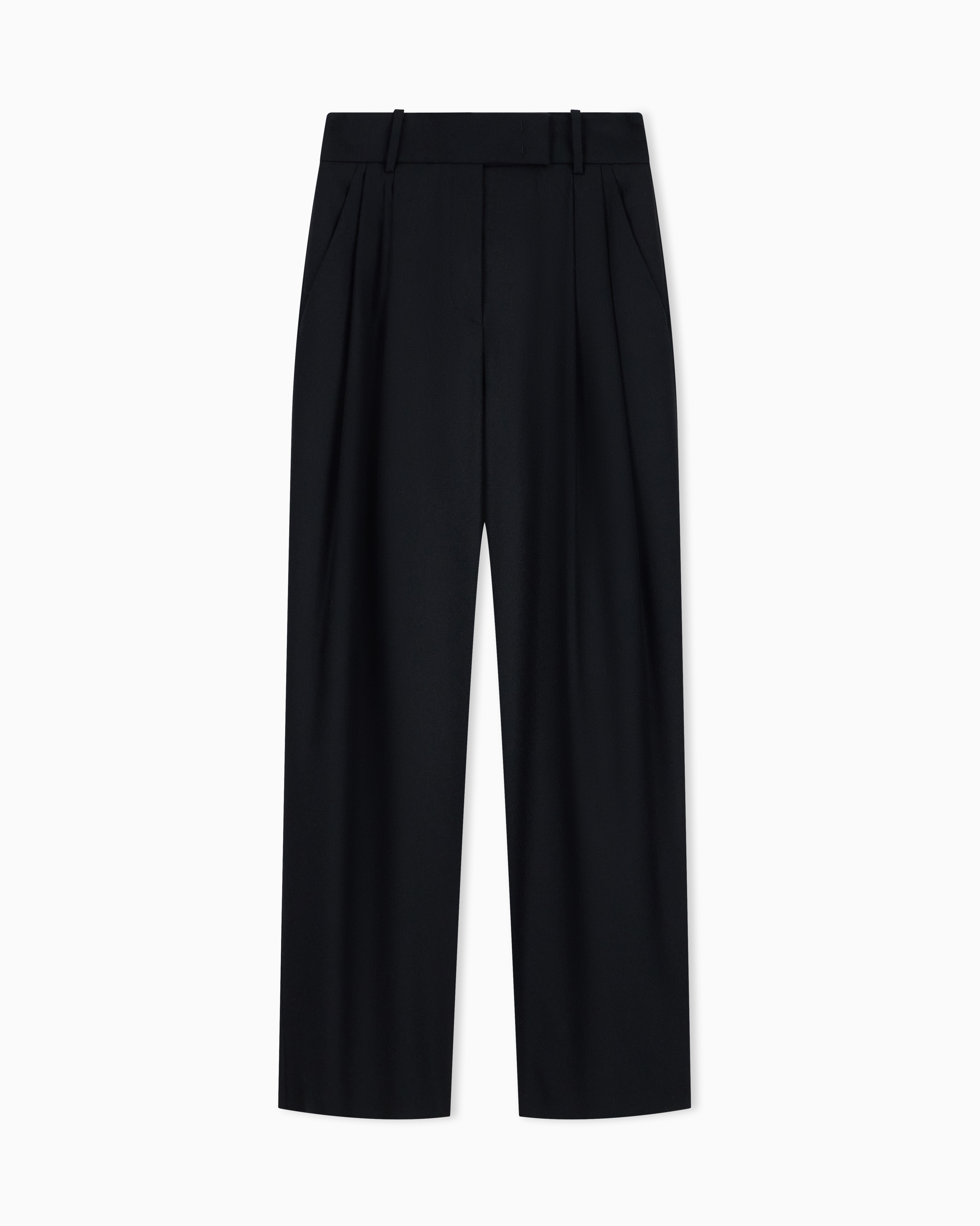 Giorgio Armani Women's Black Wide-Leg Trousers In Wool And Cashmere Flannel With Pleats