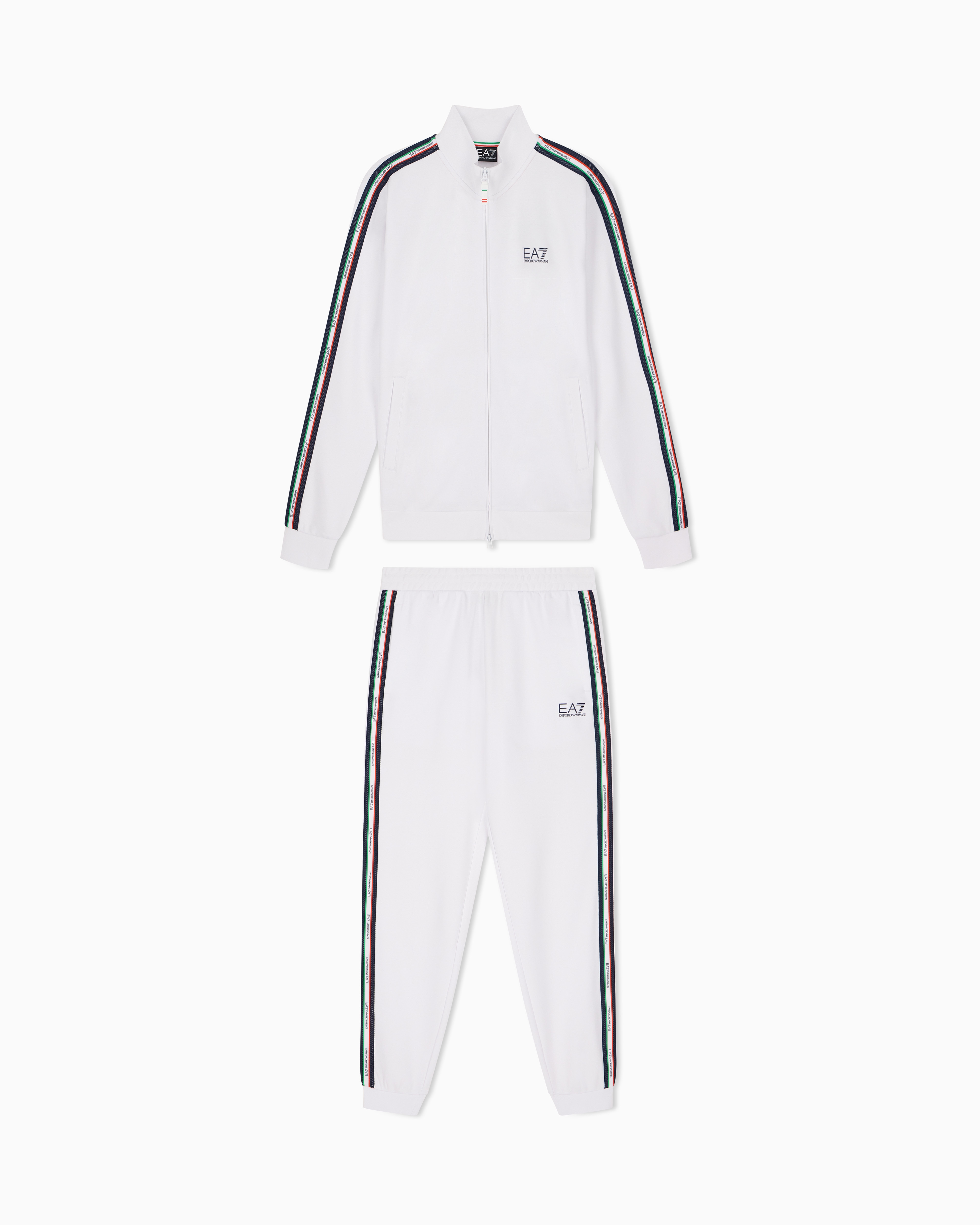 Ea7 White Italian Spirit Cotton-Blend Tracksuit