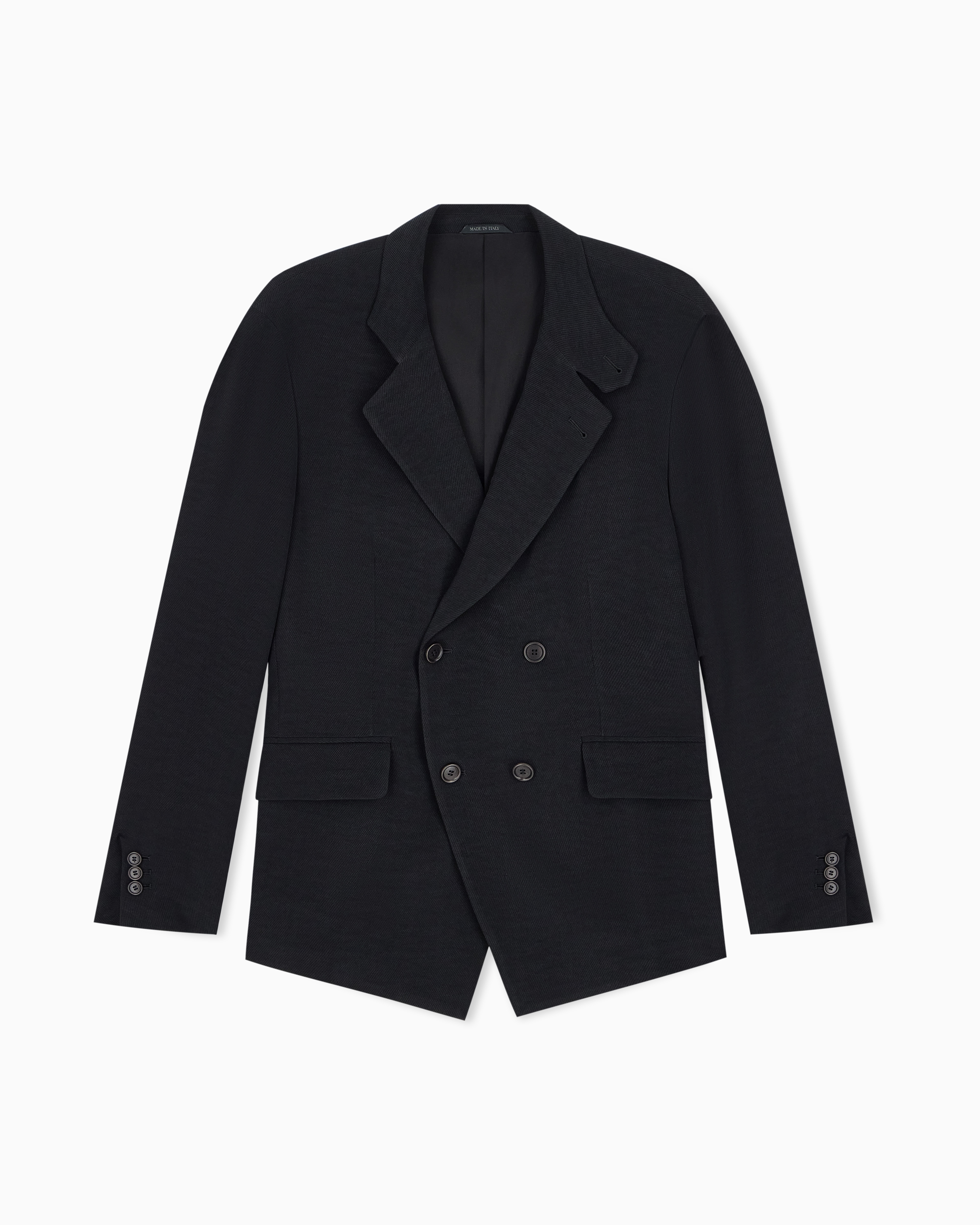 Giorgio Armani Black Blazer Regular Fit In Cupro With A Wavy Bleached Finish