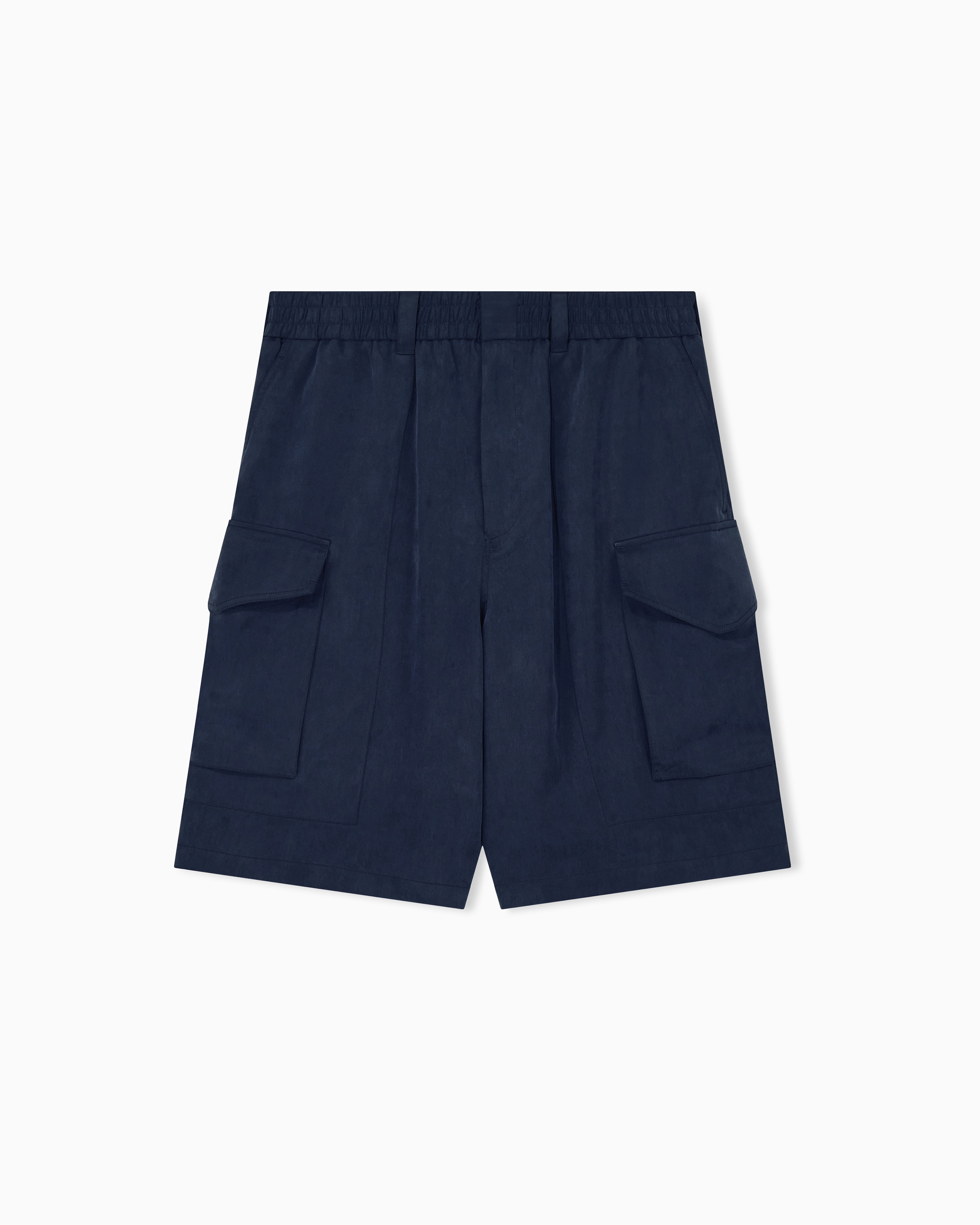 Giorgio Armani Bermuda Cargo Over In Popeline Di Lyocell Delavé