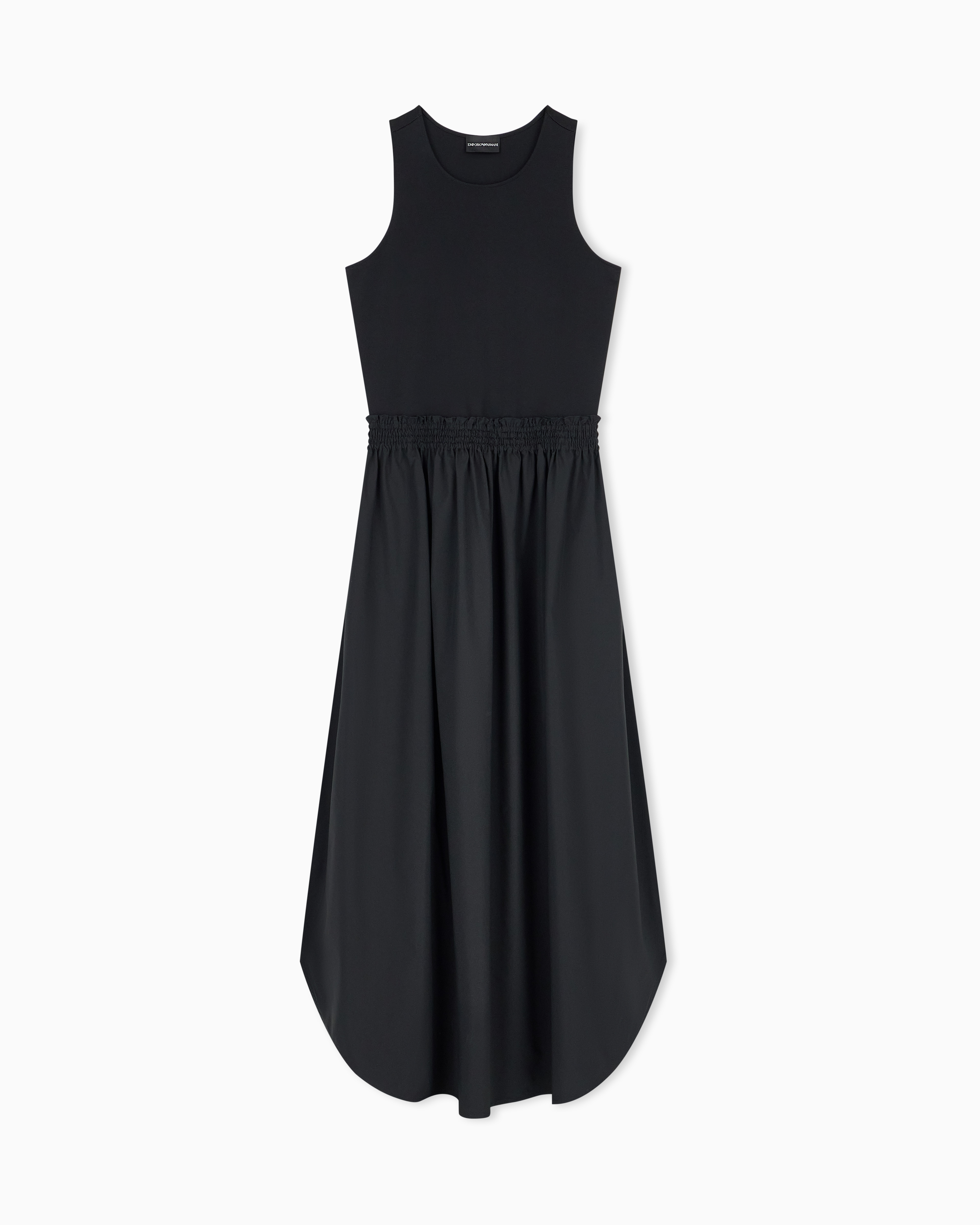 Emporio Armani Black Sleeveless Maxi Dress In Viscose With Elasticized Waist