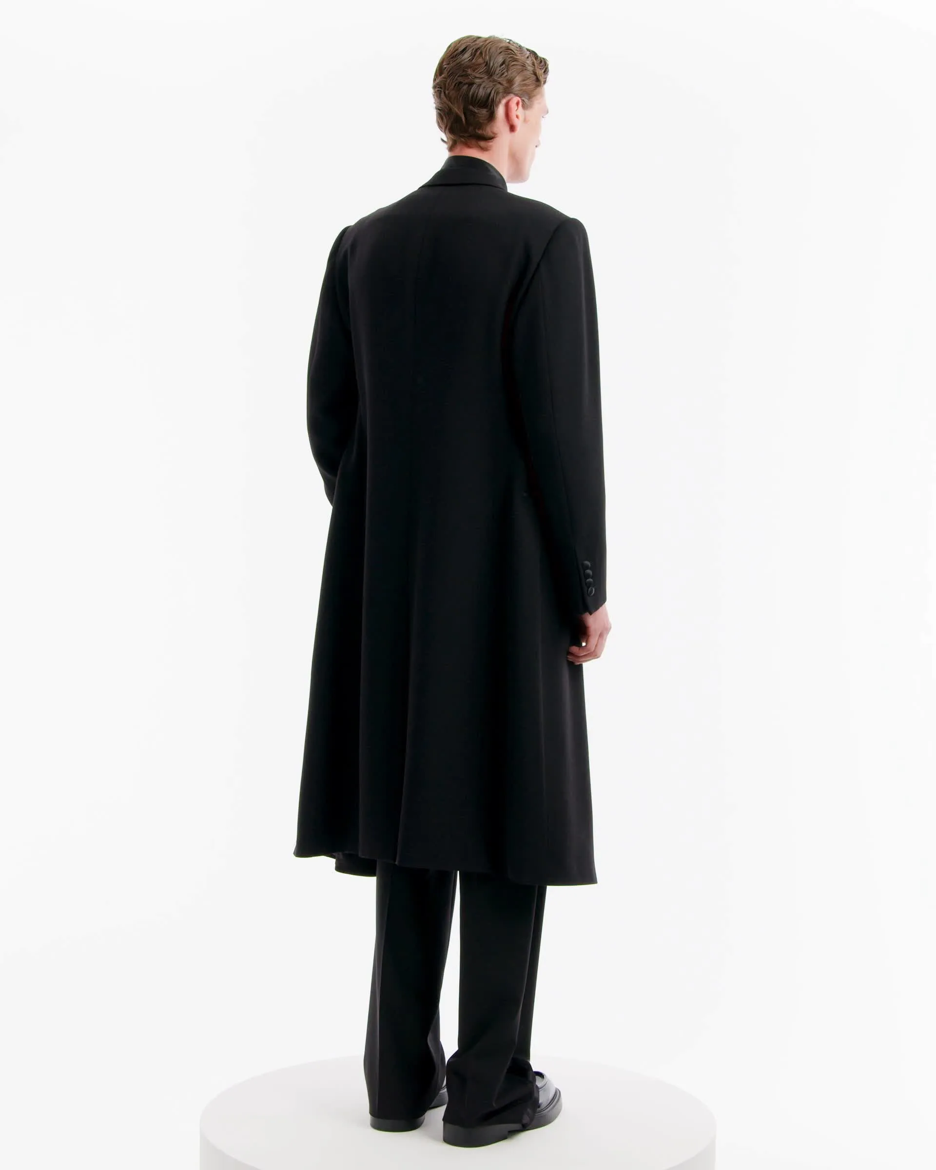 ダブルブレストコート バージンウール グラニット サテン