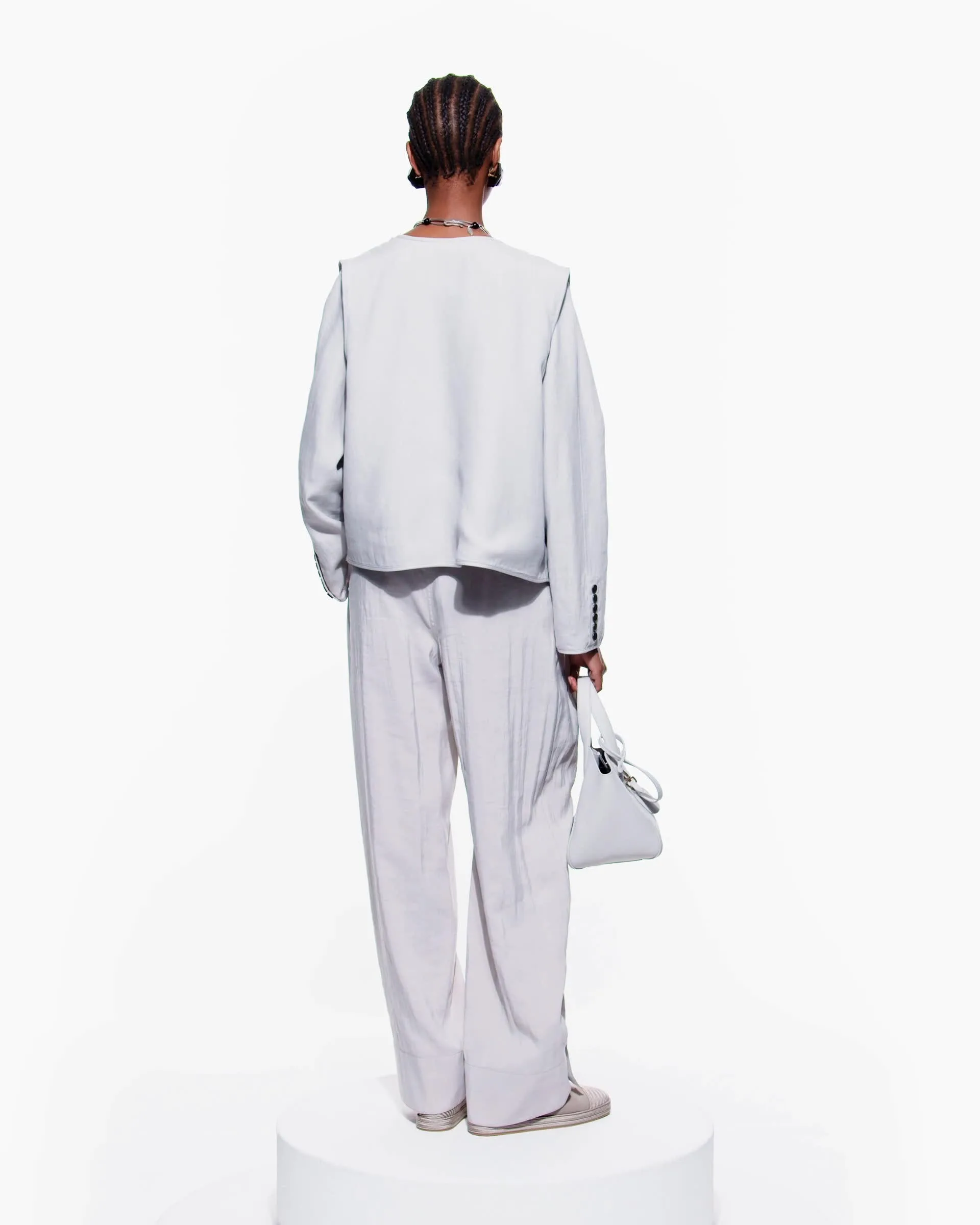 Washed technical silk trousers with pleats | Giorgio Armani