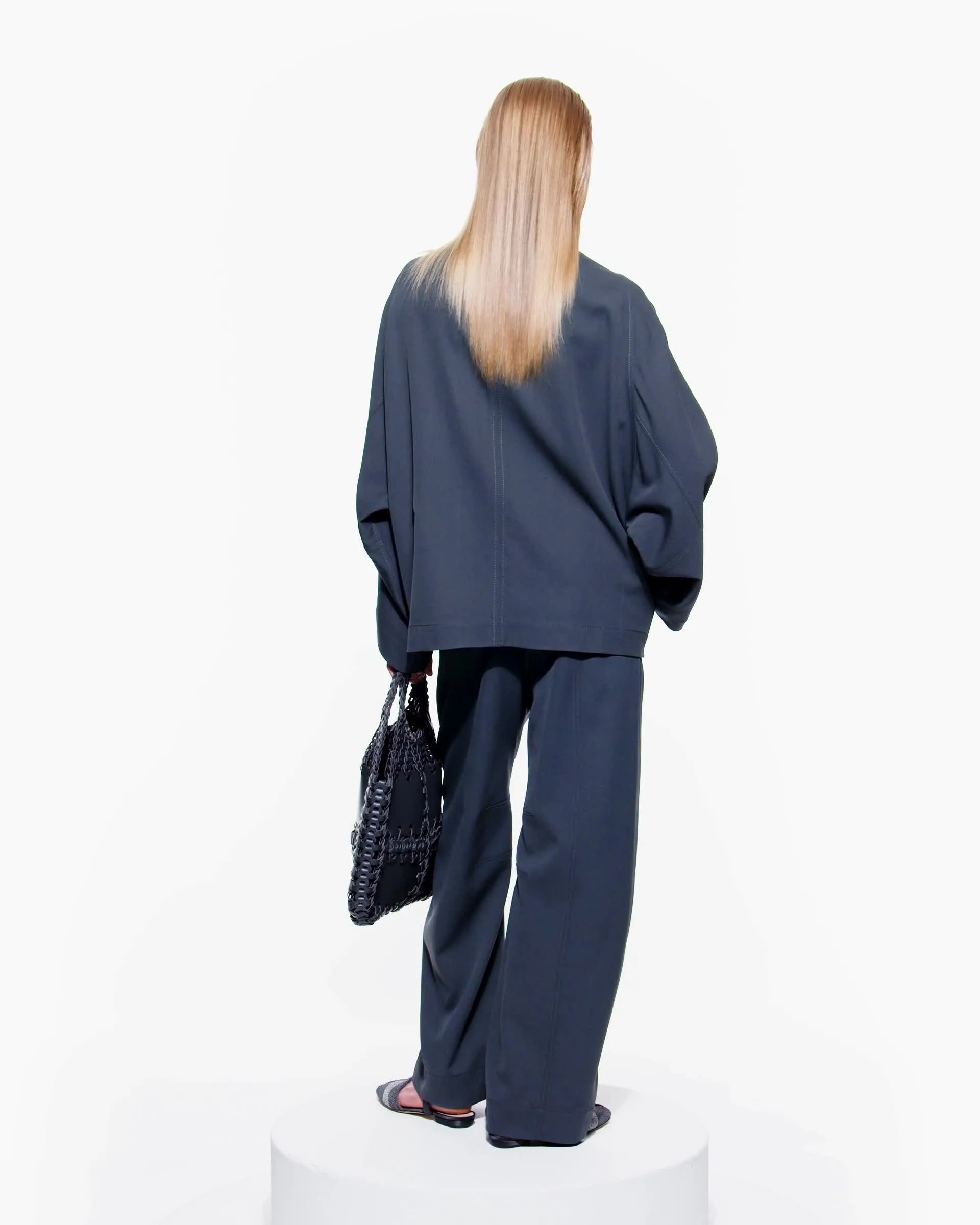 Double-breasted pea coat in technical cady | Giorgio Armani